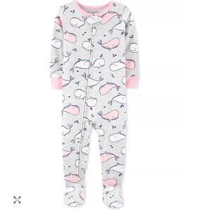 Carters Baby Girls 1-Pc. Whale-Print Cotton Footed Pajamas Size 12 Months NWT